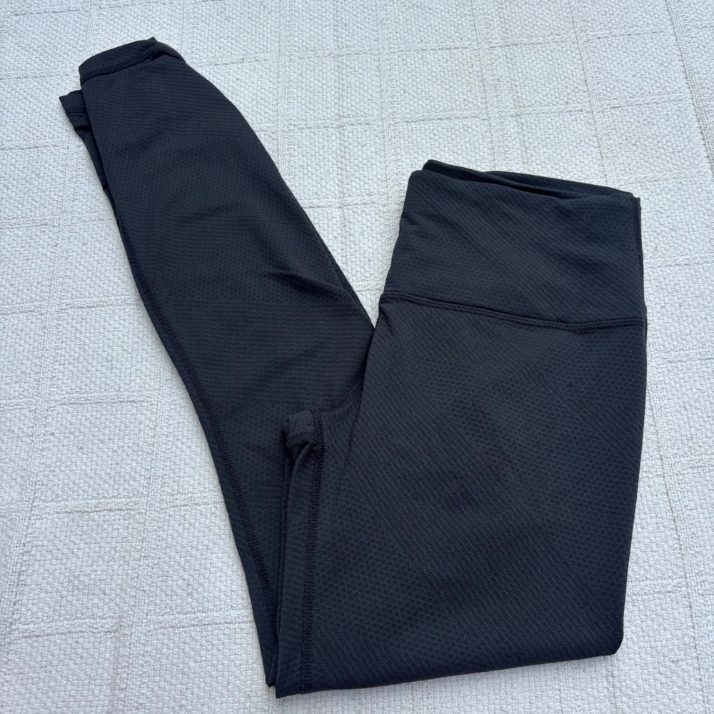 Women's Small Prana Misty Black Gray Ruched Mid Rise Yoga Leggings